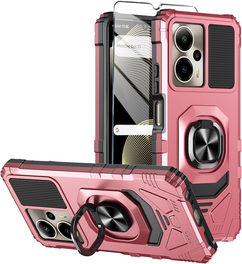 Mocotto for Cricket Outlast 5G 2024 Phone Case AT&T Motivate Pro 5G Case with Tempered Glass Screen Protector,Military Grade Heavy Duty Shockproof Protective Cover,with Ring Kickstand (Rose Gold) - Image 1
